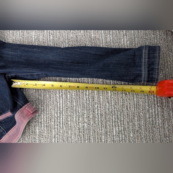 TUZZI Women's (Size 8) Cropped Denim/Jean Jacket W/ Silver Buttons & Pink Accent - Picture 7 of 10